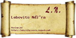 Lebovits Nóra névjegykártya
