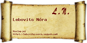 Lebovits Nóra névjegykártya